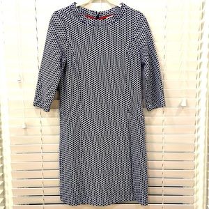 Boden Navy/White Pattern Cotton and Polyester Work Dress sz. 6R